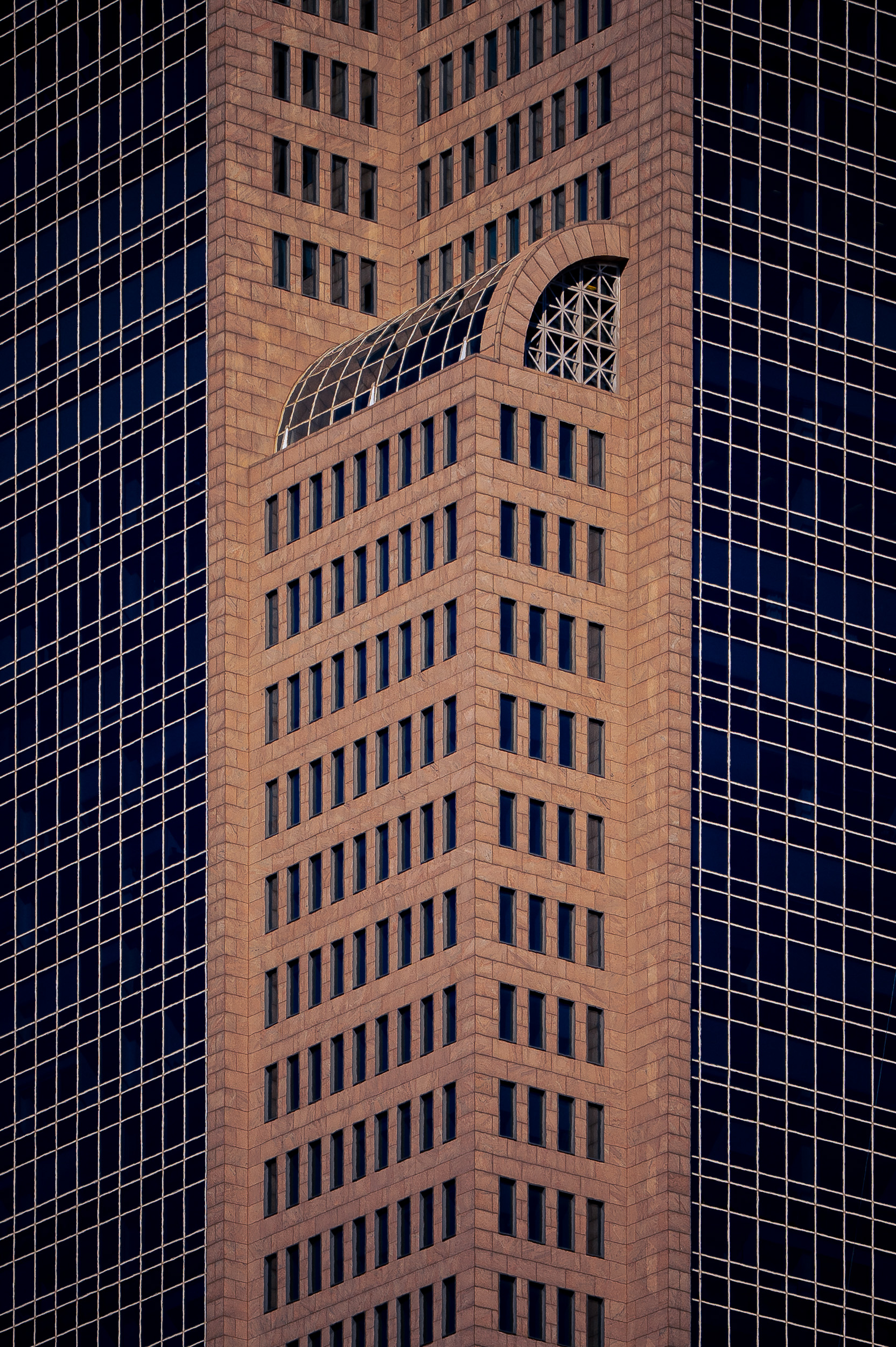 High-rise stone tower detail
