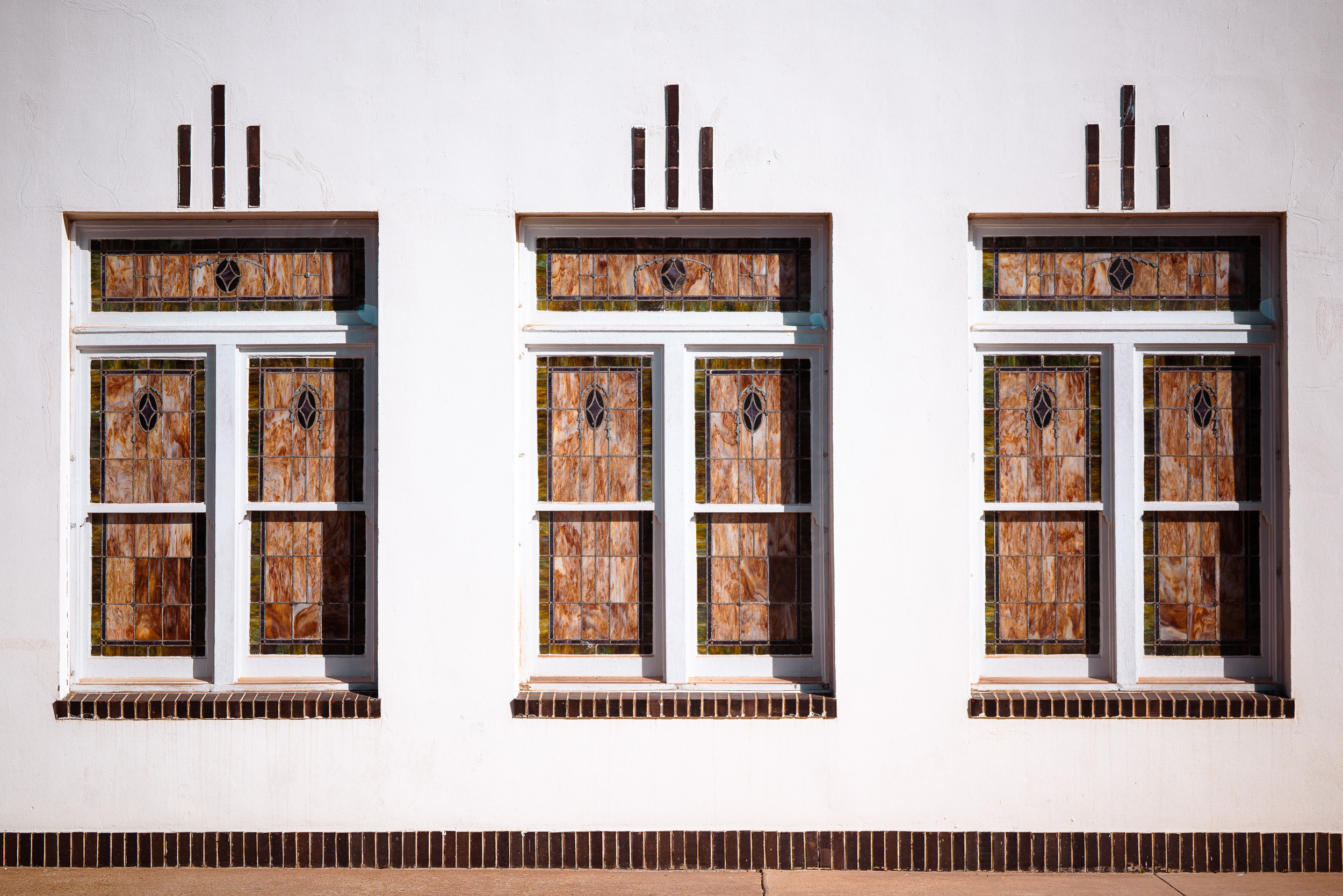 Art Deco stained glass triptych
